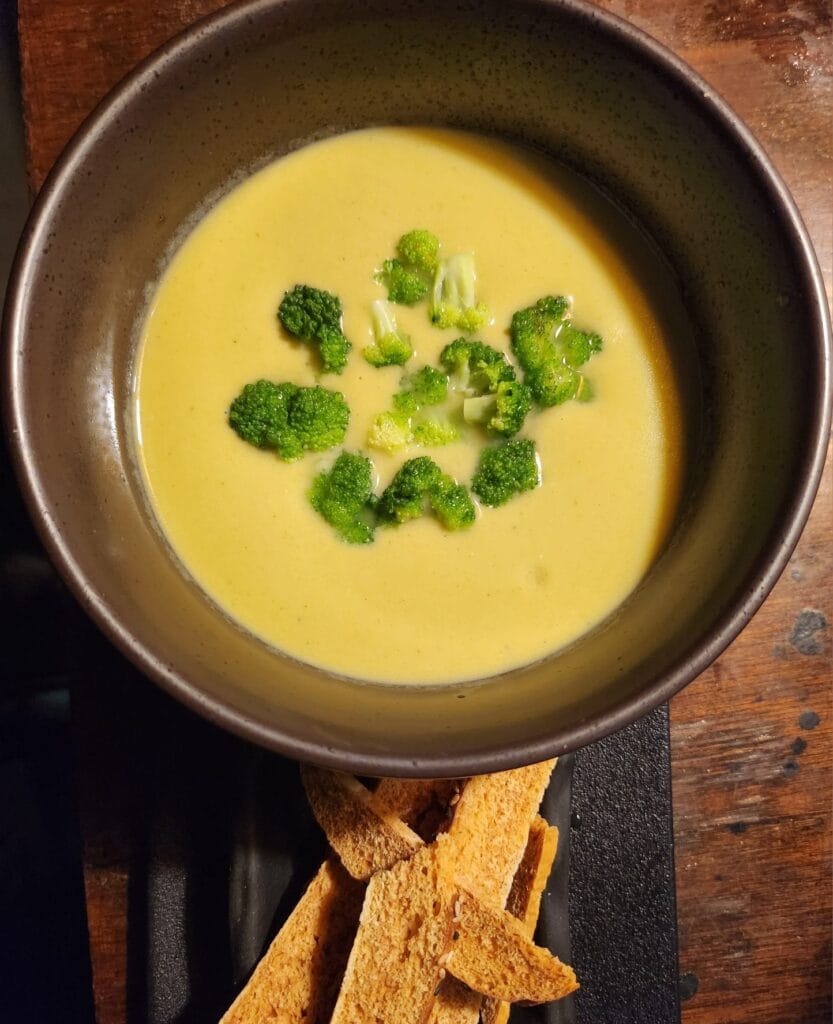 RED SALMON AND BROCCOLI CREAM SOUP
