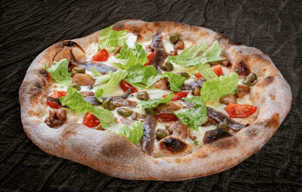PIZZA WITH ANCHOVIES AND CAPERS